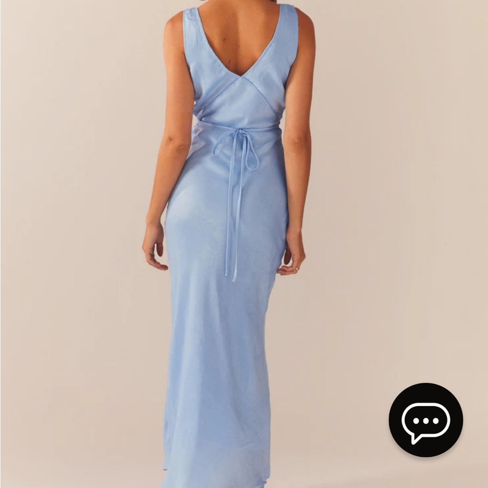 Blue Satin Maxi Dress